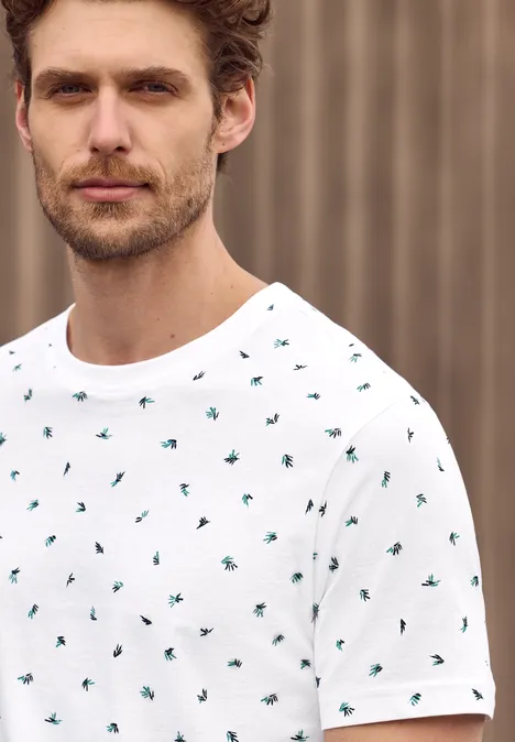 T-shirt à col rond et imprimé allover bright white