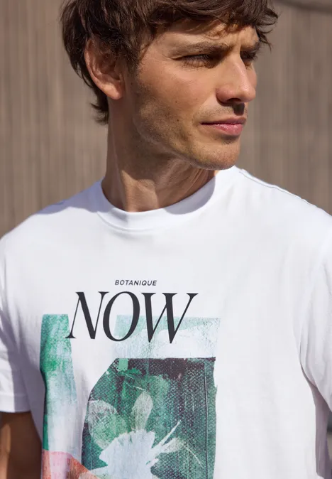 T-Shirt mit Rundhals und Fotoprint bright white