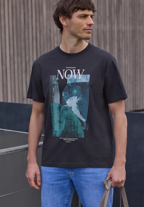 T-Shirt mit Rundhals und Fotoprint dark ink blue