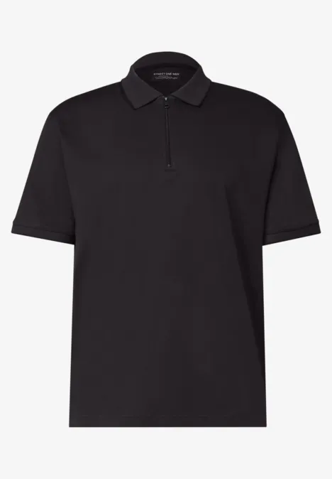 Polo met korte mouwen en ritssluiting dark ink blue Schwarzes Poloshirt mit kurzem Arm und Knopfleiste.