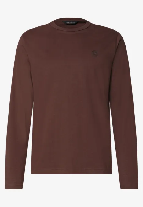 Ein schlichtes, braunes Langarmshirt aus Baumwollmischung.