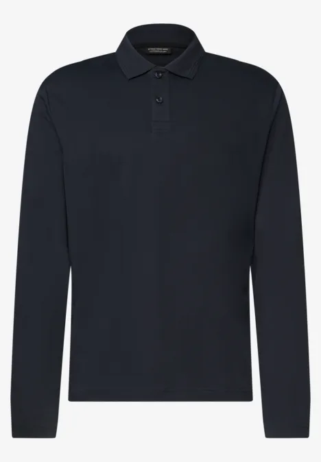 Dunkelblaues Langarm-Poloshirt mit klassischem Kragen