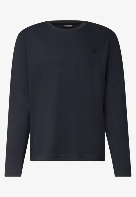 Dunkelblauer Langarm-Pullover mit Rundhalsausschnitt