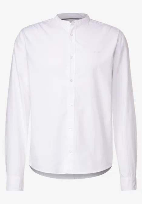 Popeline overhemd met opstaande kraag broken white