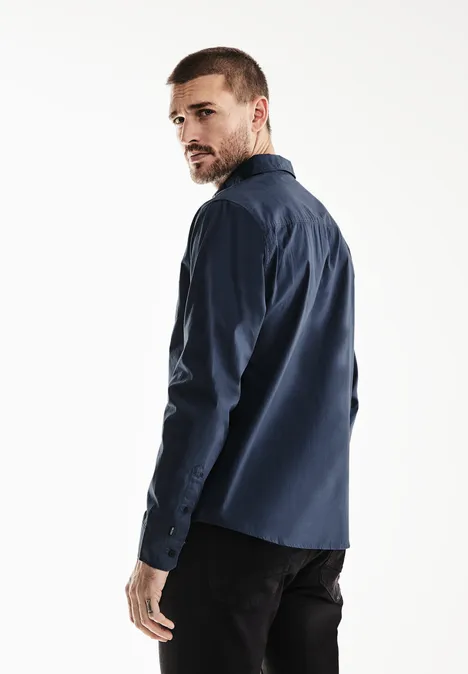 Popeline overhemd dark dust blue