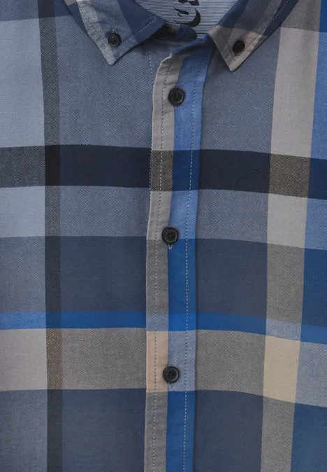 Overhemd met ruitpatroon dust blue