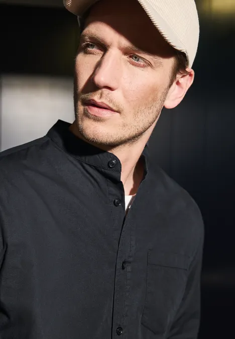 Chemise en popeline faded black