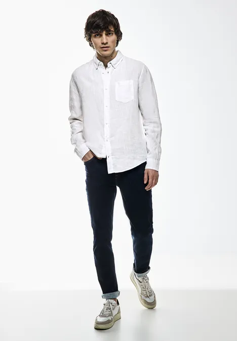 Button-down linnen overhemd White
