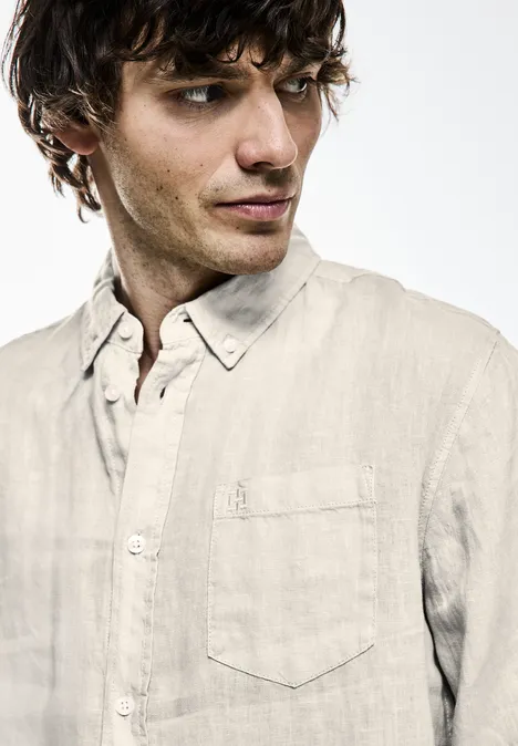 Button Down Leinenhemd beach stone