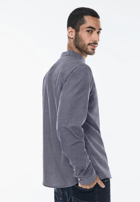 Chemise texturée à col montant deep blue chambray