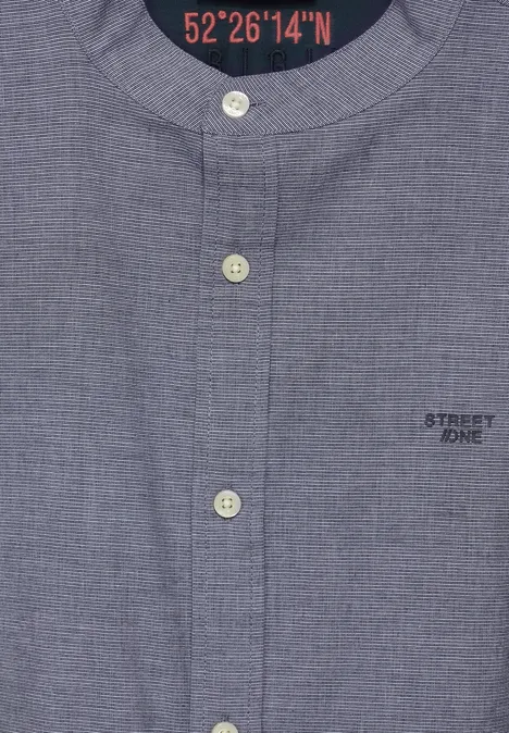 Chemise texturée à col montant deep blue chambray