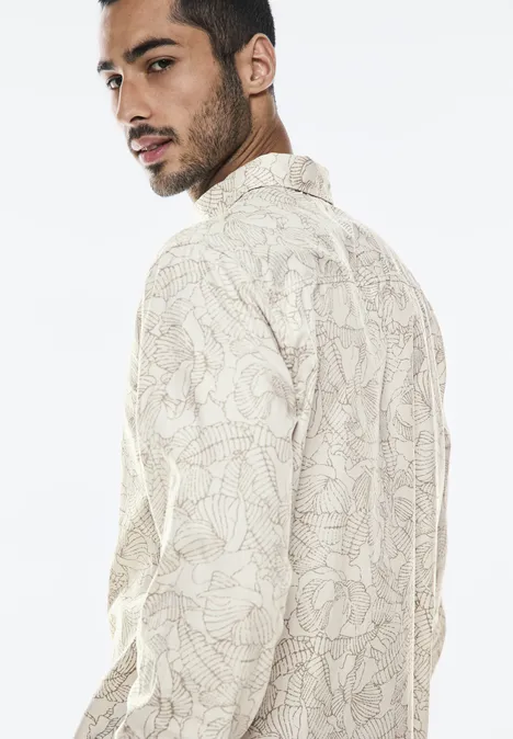 Canvas overhemd met print faded stone