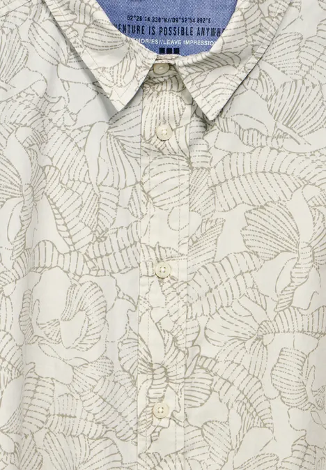 Canvas overhemd met print faded stone