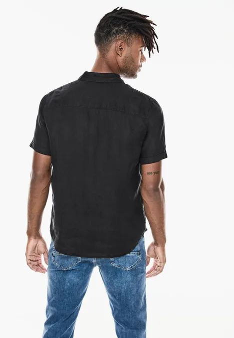 Chemise en lin garment dye Black