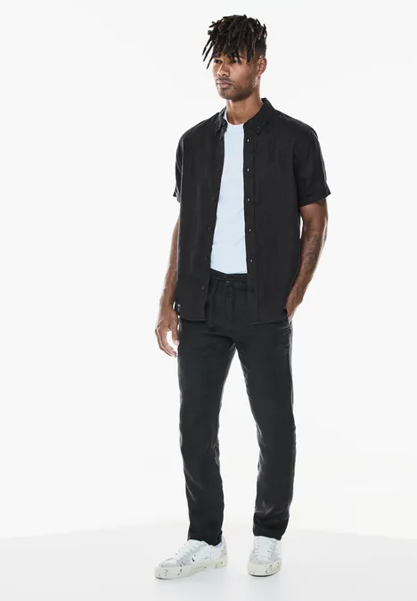 Chemise en lin garment dye Black