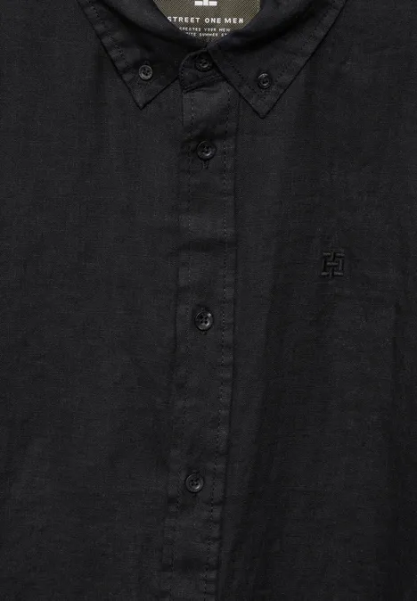 Chemise en lin garment dye Black