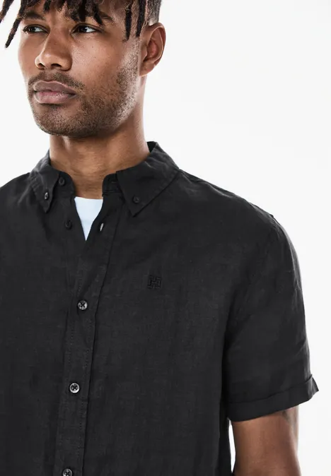 Chemise en lin garment dye Black