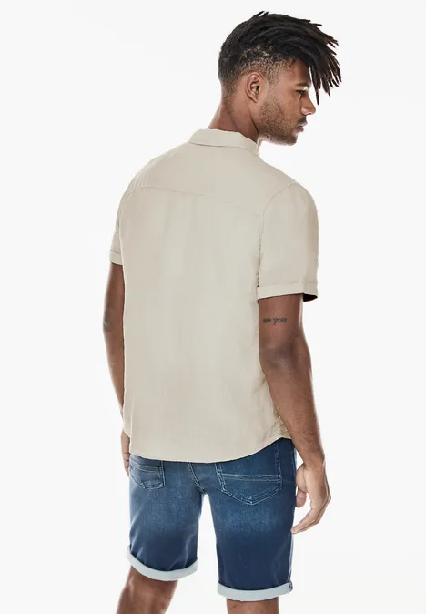 Linnen garment dye overhemd beach stone