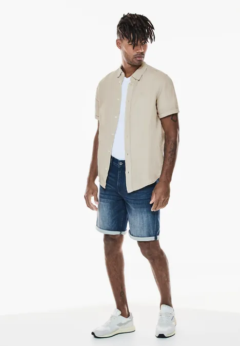 Linnen garment dye overhemd beach stone
