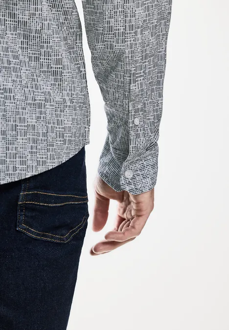 Overhemd met allover print harbour grey