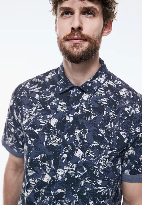 Chemise à imprimé all-over dark maritime blue