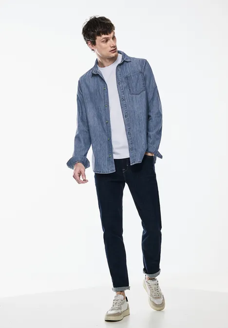 Denim overhemd light blue wash