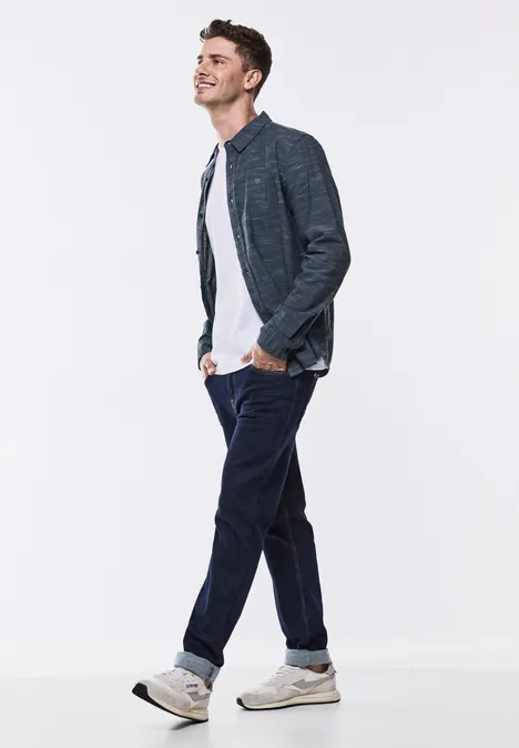 Hemd in Melange-Optik casual blue