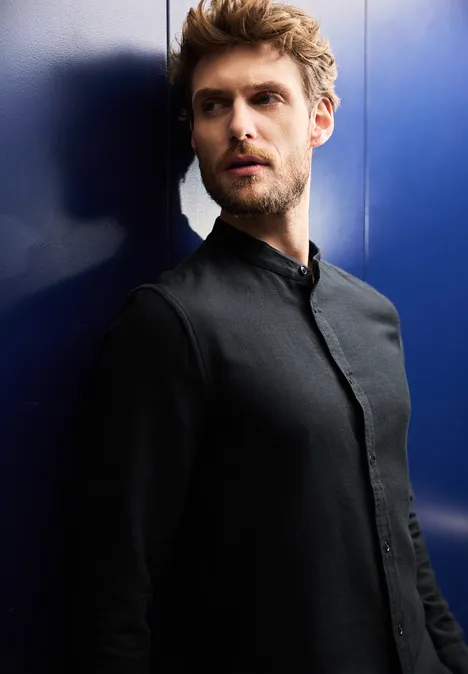 Strukturhemd im Slim Fit Black