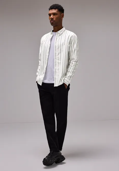 Gestreiftes Oxford-Hemd pearl white