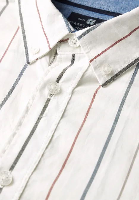 Gestreiftes Oxford-Hemd pearl white