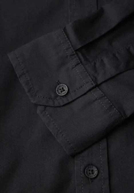 Popeline Stretch Hemd Black