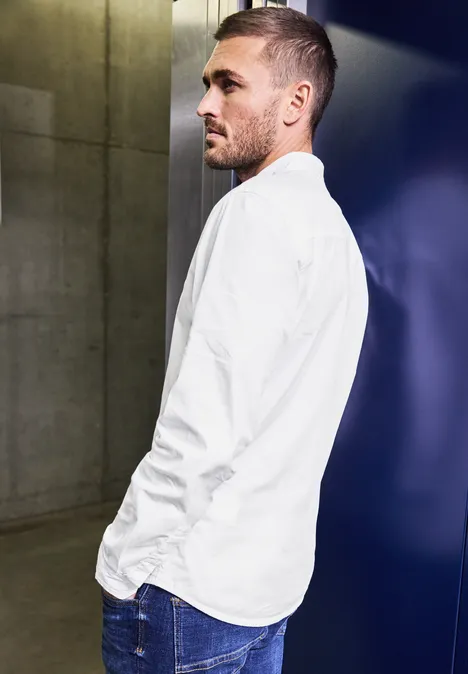 Popeline Stretch Hemd bright white
