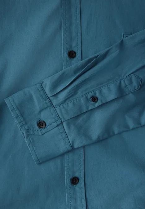 Popeline Stretch Hemd digital blue