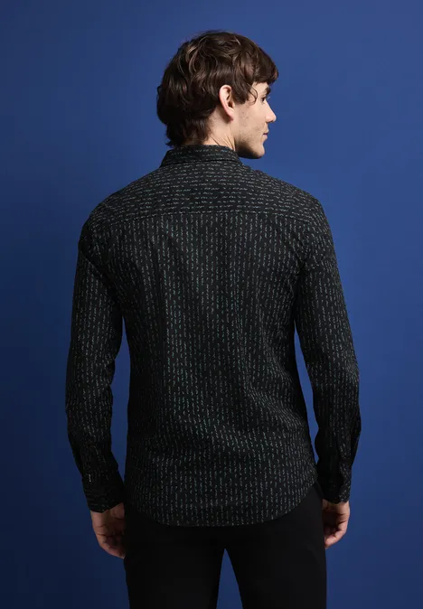Bedrucktes Popeline Hemd Black