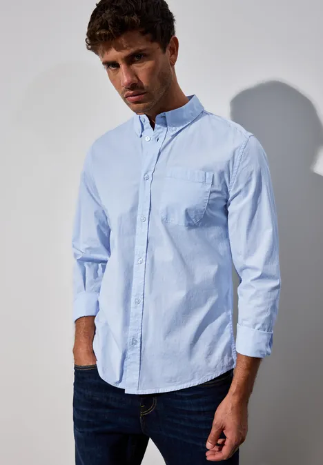 Popeline Stretch Hemd soft blue