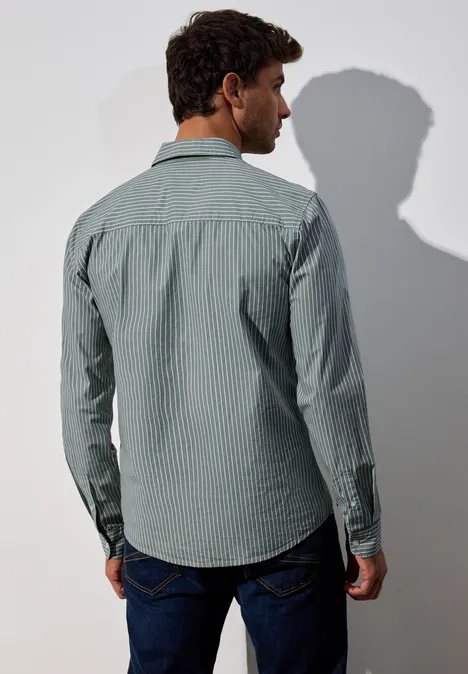 Slim Fit Stretch-Hemd silver green