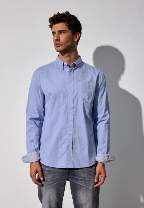 Chambray Strukturhemd soft blue