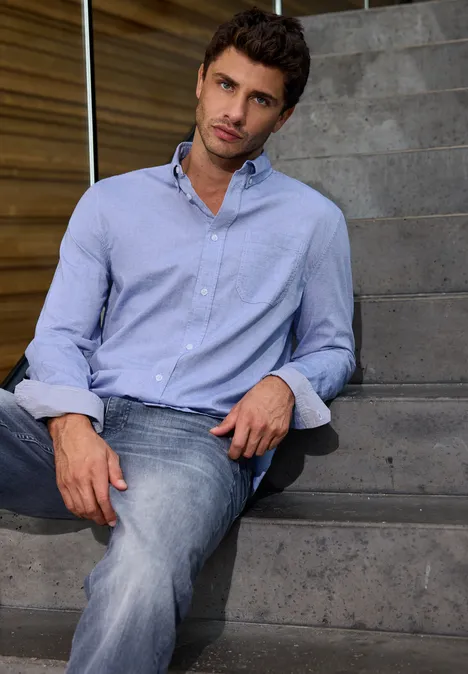 Chambray Strukturhemd soft blue