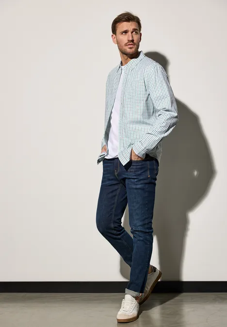 Kariertes Oxford Hemd bright white