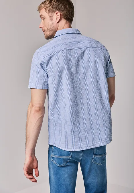 Seersucker Baumwoll-Hemd classic chambray