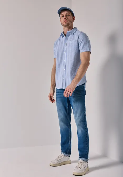 Seersucker Baumwoll-Hemd classic chambray