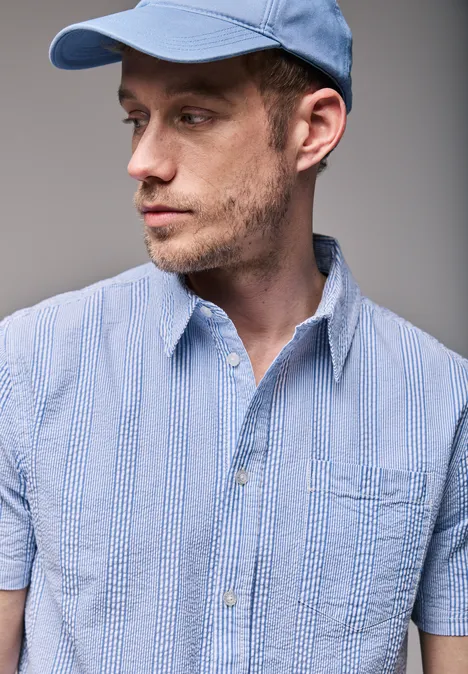 Seersucker Baumwoll-Hemd classic chambray