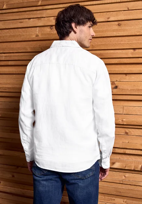 Langarmhemd aus Leinen White