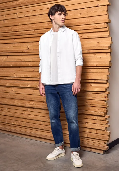 Langarmhemd aus Leinen White