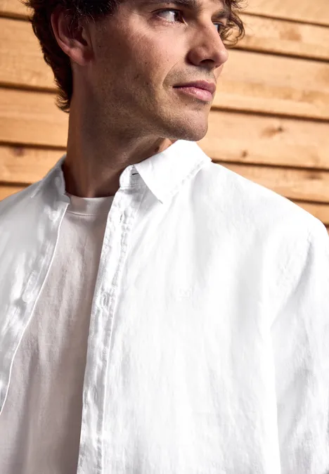 Langarmhemd aus Leinen White