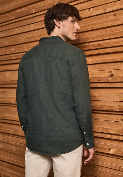 Langarmhemd aus Leinen pine green