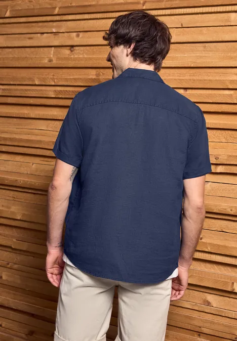 Kurzarmhemd aus Leinen dark blue