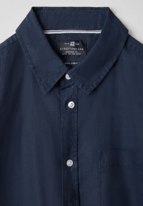 Kurzarmhemd aus Leinen dark blue