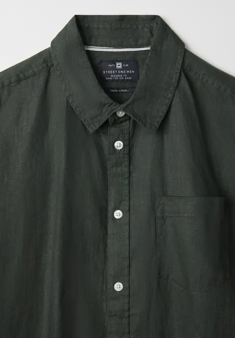 Kurzarmhemd aus Leinen pine green