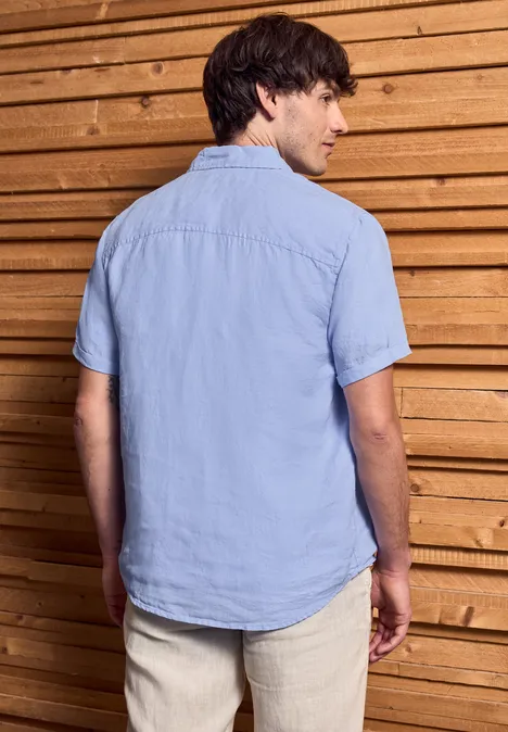 Kurzarmhemd aus Leinen summer blue